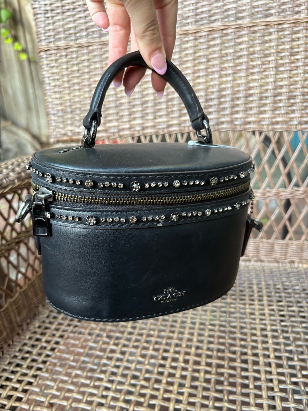 Coach x Selena Gomez Trail Bag Black Leather w/ Crystal Embellishment - Picture 10 of 14